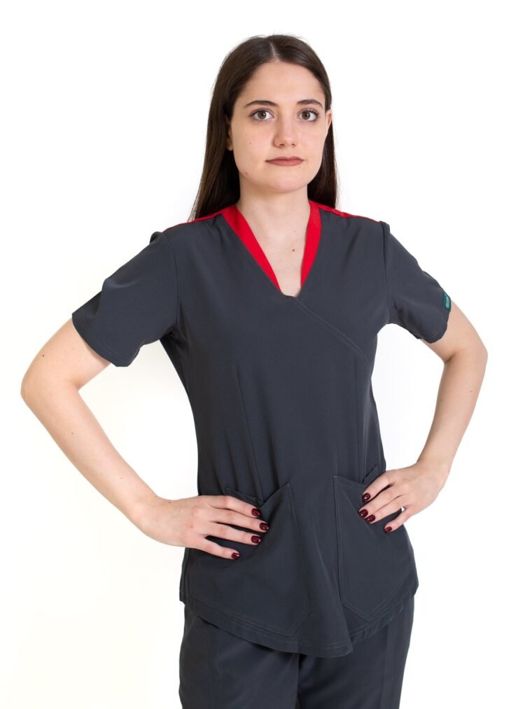 Uniforme quirúrgico repelente PEWTER/ROJO Ana Isabel - Instamedic